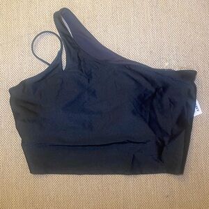 Old navy one shoulder strappy shorts bra plus size NWT black